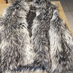 Donna Saluers Fabulous fueaFaux Fur Vest in Black and Gray